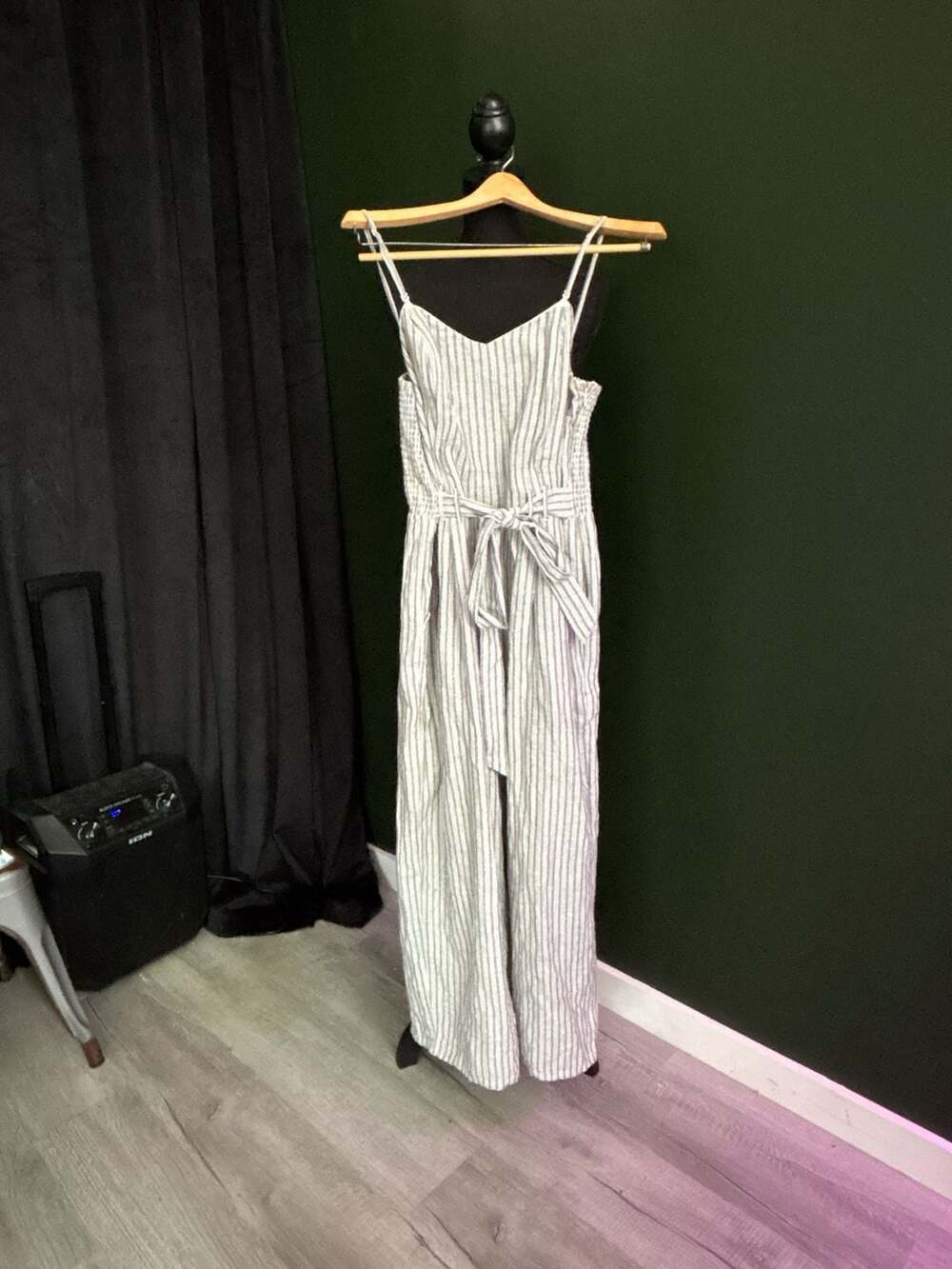 American Eagle Striped Wide Leg Tie-Waist Jumpsuit Size XL